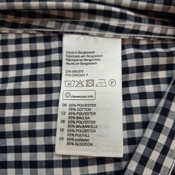 H&M Men's Shirt Medium M black Checked Dress Button Down Top Size 15 Neck - Picture 8 of 9